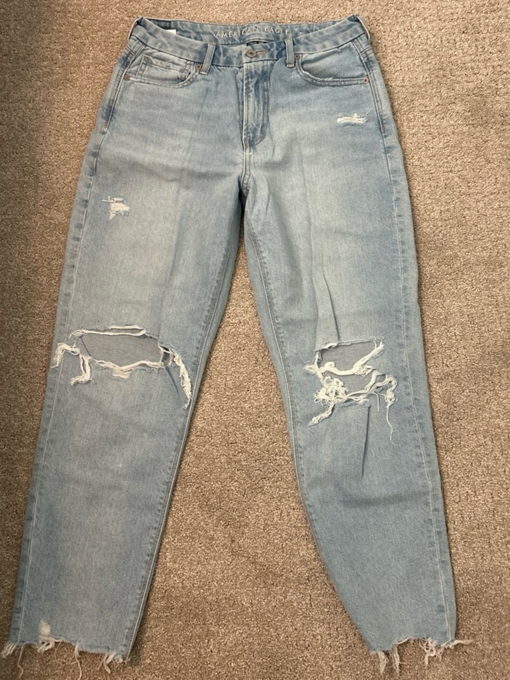 American Eagle Outfitters Light Blue Ripped Boyfriend Jeans